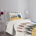 thumbnail image 5 of Ambesonne Bowling Party Quilted Bedspread Set 2 Pcs, Objects on Floor, Twin Size, Blue Pale Brown White, 5 of 6