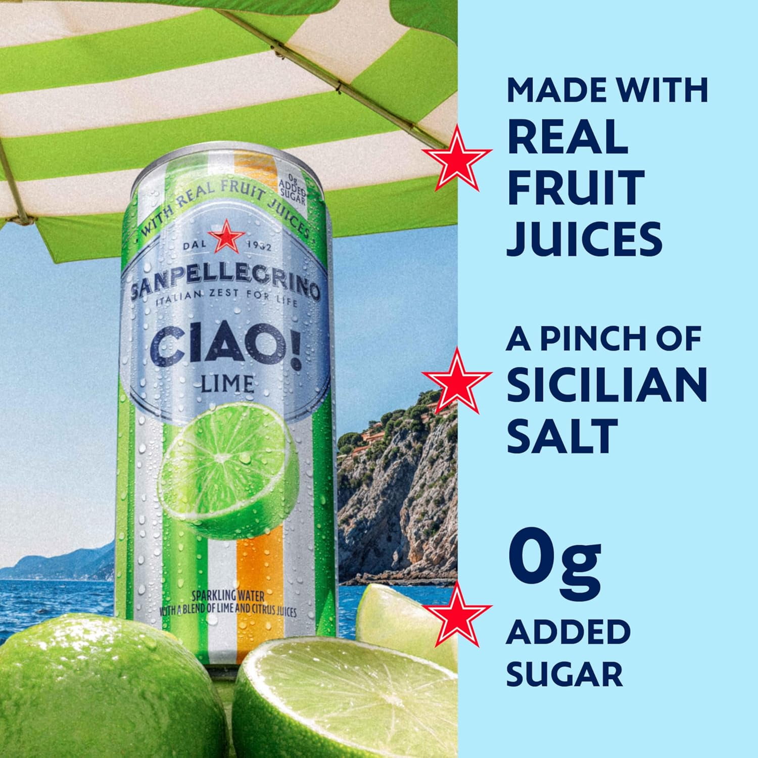 (Pack Of 4) San Pellegrino Water Sparkling Ciao Lime 6 Pack 66.9 Fo