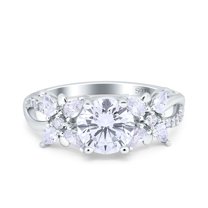 Simulated Cubic Zirconia Size-5 Art Deco Wedding Engagement Bridal Ring Pear CZ 925 Sterling Silver