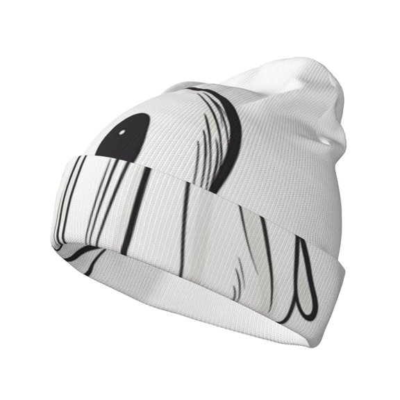 Kdxio Cute Ghost Simple Drawing Winter Beanie for Men Women Beanie Knit Hat Cuffed Cap Beanie Knit Chunky Snow Cap