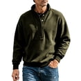thumbnail image 3 of UVEASISHA Oversized Henley Sweatshirts for Men Half Button Stand Up Collar Pullover Top Drop Shoulder Long Sleeve Fall Sweatshirt Solid Color Stylish Pullovers Army Green S, 3 of 9