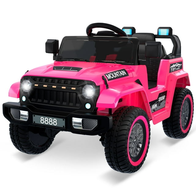 Kids 12V Ride on Truck Car, Battery Powered 4 Wheeler Electric Car with Parent Remote Control, 3 Speed Ride on Car with Spring Suspension, LED Lights, Music