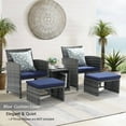thumbnail image 4 of JOIVI 5 Piece Patio Furniture Set, Wicker Outdoor Conversation Chair and Ottoman Set with Coffee Table, Pillows Included, Navy Blue, 4 of 12