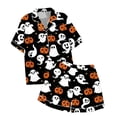 thumbnail image 5 of Halloween Under $ 30 Women Pajama Sets Women Print Short Sleeve Shirt and Shorts Set Cute Sleepwear Black Pajama, 5 of 5