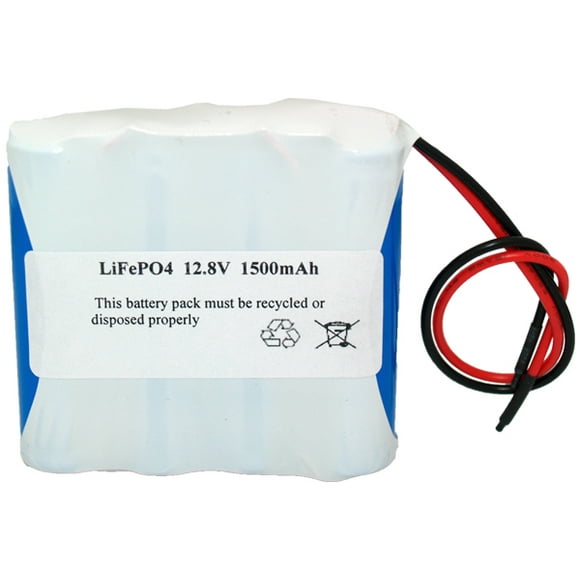 12.8 Volt LiFePO4 Battery Pack with Leads (1500 mAh)