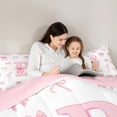 thumbnail image 4 of Castle Fairy Pink Bow Letter B Twin Comforter Sets 3-Piece for Girls,Ribbon Bowtie Princess Bedding Set,Pink Reversible, 4 of 6