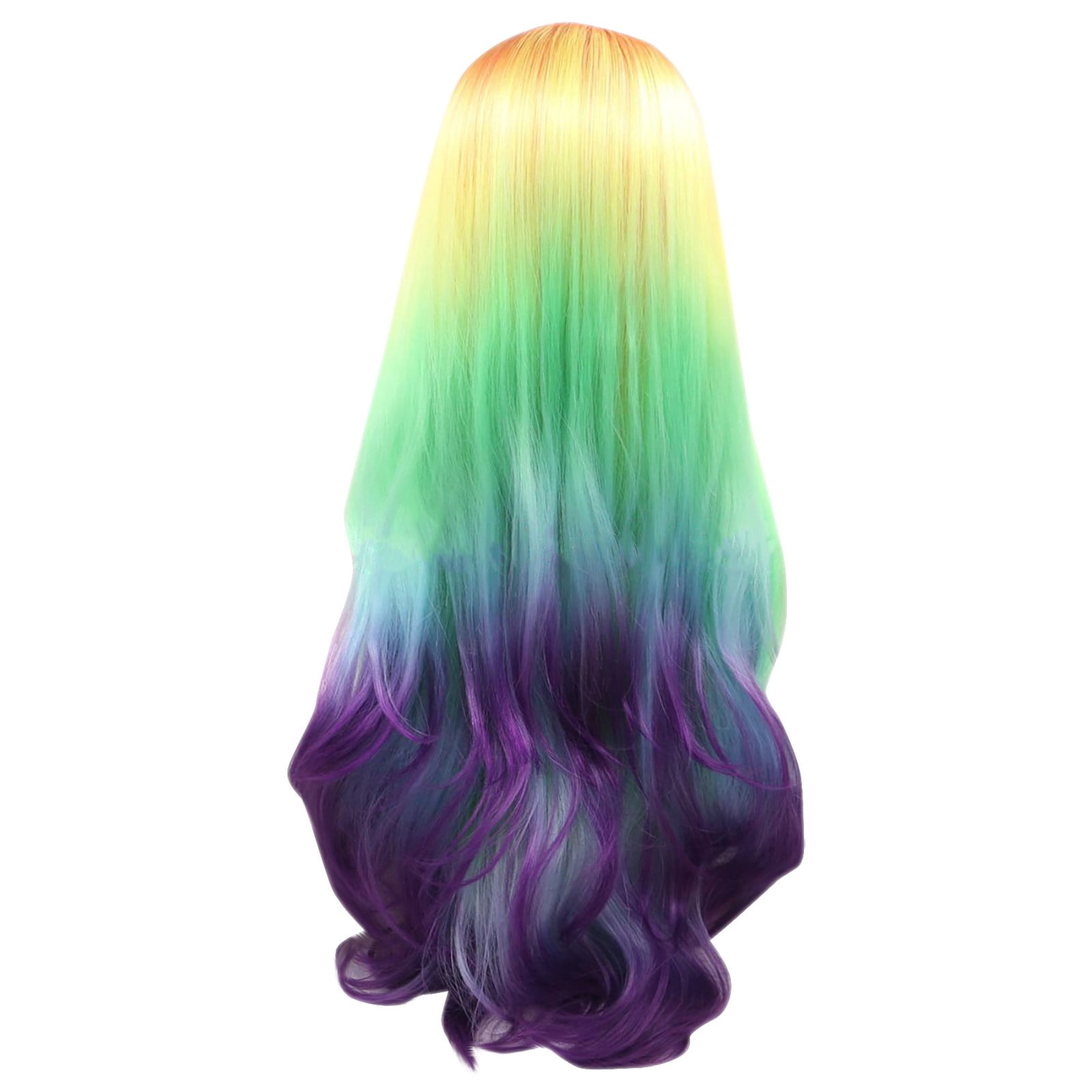 Tri Color Color Wig XZNGL Hair Color for Womens Tri-Color Gradient Micro Curl Head Set Wavy ...
