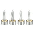 thumbnail image 3 of Uxcell 0.39'' Tapa decorativa de tornillo para espejo, tapa de clavo de acero inoxidable tono plateado, 4 piezas, 3 of 5