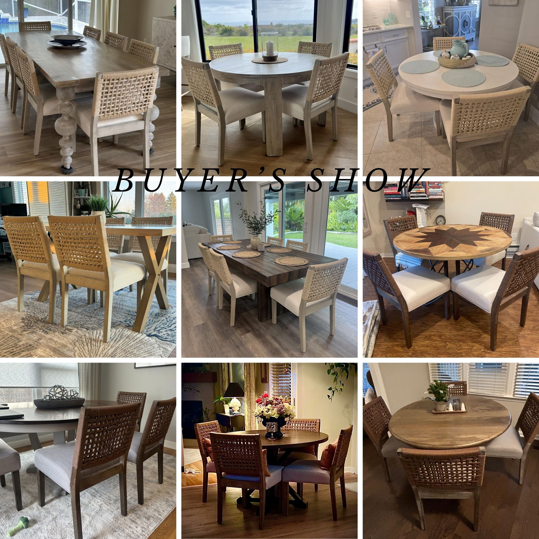 Guyou Farmhouse Dining Chairs Set of 2, Linen Upholstered Kitchen Chairs with Woven Rope Backrest, Mid Century Modern Solid Wood Side Chairs for Kitchen Dining Room, Ivory