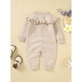 thumbnail image 3 of Wassery Baby Girls Boys Knit Sweater Jumpsuits Infant Solid Color Romper Ruffles Long Sleeve Knit Straps Playsuits 3M 6M 9M 12M 18M Newborn Fall Clothes, 3 of 8