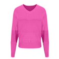 thumbnail image 4 of Amidoa Cutout Sweaters for Women Long Sleeve Pink V-Neck Lightweight Long Solid Sweaters Womens Sweaters Cardigan XXXL, 4 of 5