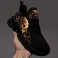 thumbnail image 2 of Coolcustomize Men's Gothic Skull Design Sneakers, Black Low-Top Lace-Up Shoes with Golden Floral Accents, Comfortable Walking Trainers, Casual Streetwear Style | Gothic Streetwear | EVA Sole Sneakers, 2 of 10