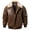 Brown, variant on FLAVOR Men's Real Leather Bomber Jacket with Removable Collar Aviator (M, Dark Brown)