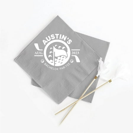 50pcs Personalized Bachelor Party Paper Napkins，bachelorette party napkins，Dinner Paper Napkins，Custom Golf 3ply Cocktail Napkins，dessert printed napkins，party napkins for reception disposable 5"x5"