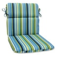 thumbnail image 1 of Pillow Perfect Coussin de Chaise d'Angle Rond à Rayures Topanga Extérieur/intérieur 40.5" x 21", Bleu, 1 of 1