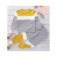 thumbnail image 4 of 2 Pcs Pants Outfits for Kids, Boys Waffle Contrast Color Long Sleeve Tops + Drawstring Pants Set, 4 of 9