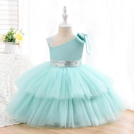 

PEASKJP Girls Plus Size Dresses Girls Children Summer Printed Short Sleeve Chiffon Flowy Pageant Dress Mint Green 6-12 Months