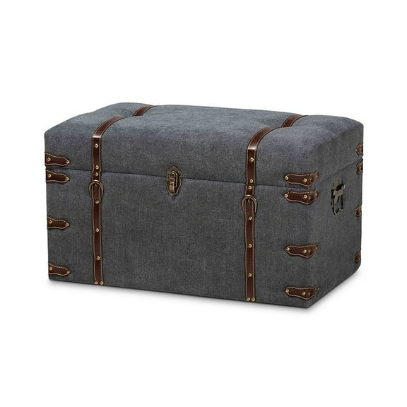 Palma Modern and Contemporary Transitional Grey Fabric Upholstered Storage Trunk Ottoman