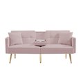 thumbnail image 5 of paprsso Convertible Velvet Futon Sofa Bed, Modern Loveseat Sleeper Sofa Couch with 3 Adjustable Positions and Two Pillows, Suitable for Living Room, Bedroom, Small Space (Pink), 5 of 6
