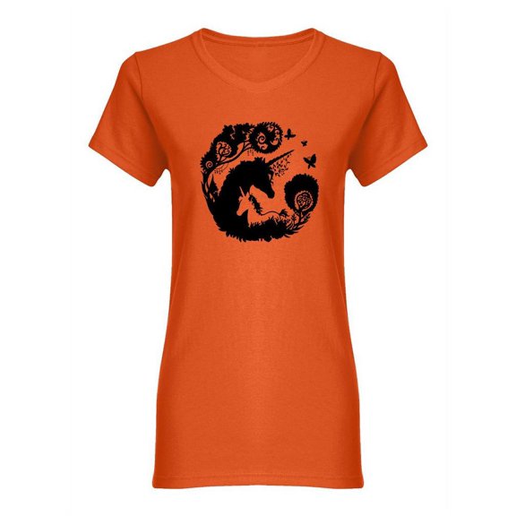 Beautiful Unicorn With Trees Shaped T-Shirt Women -Image by Shutterstock, Female Large