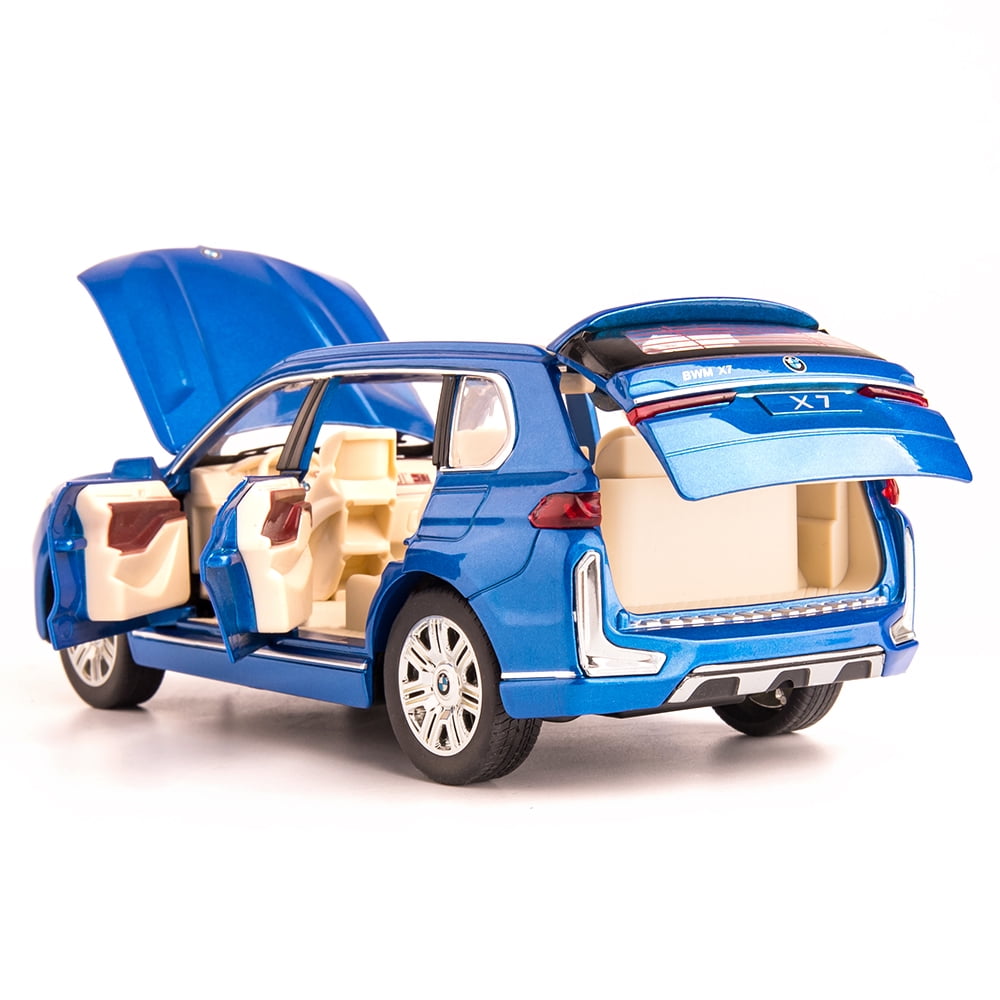 BDTCTK BMW X7 SUV 1 24 Diecast Toy Car Pull Back Lights Sounds Doors Open Blue Walmart