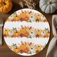 thumbnail image 2 of Fall Round Placemats Set of 4 Harvest Orange White Pumpkin Place Mats Thanksgiving Woven Placemat Pine Cones Maple Leaf Circle Braided Table Mat for Kitchen Dining Table Party Home Decor 15 Inch, 2 of 9