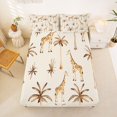 thumbnail image 5 of Manfei Cute Giraffe Queen Sheets,Pretty Trees Queen Sheet Sets,Beige,4pcs,1 Flat Sheet, 1 Fitted Sheet and 2 Pillowcases, 5 of 6