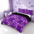 thumbnail image 2 of Homewish Cheetah Print Bedding, Purple Leopard Print Duvet Cover Full, Black Reversible, 3 Piece 1 Duvet Cover and 2 Pillowcases, 2 of 6