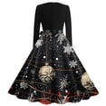 thumbnail image 3 of Christmas Dresses for Women Women's Fashion Vintage Long Sleeve Round Neck Christmas Printed Evening Party Dresses for Formal Event,Black,L, 3 of 4