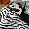 thumbnail image 4 of Feelyou Black White Zebra Print Twin Bedding Sets 7-Piece for Kids, Modern Fashion Stripes Bedding Comforter Set, Cartoon Wildlife Reversible Sheet Sets, Breathable Home Decor, 4 of 8