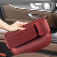thumbnail image 5 of Car Leather Cup Holder Gap Bag, seat Gap Storage Box, with Water Cup Holder Gap Storage Box, Adjustable car seat Storage Box, can Store Glasses, Phone, Keys, Cards (Brown A) (Driver Side Red), 5 of 14