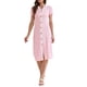 thumbnail image 1 of INSPIRAR CHIC Vestidos Midi de Punto Rayado de Manga Corta con Escote en V para Mujeres Casual de Verano S Rosa, 1 of 6