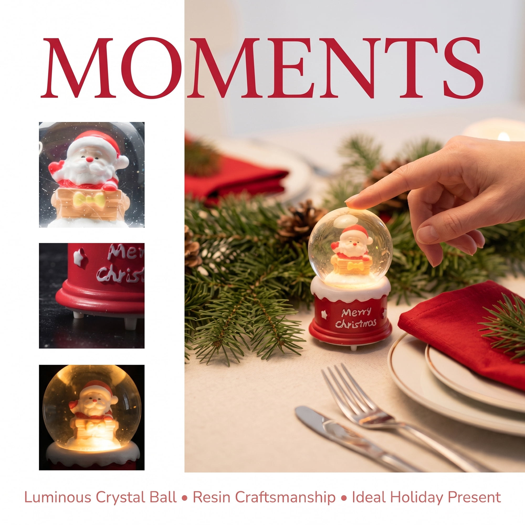 Unique Bargains Light Up Crystal Ball LED Glitter Snow Globe Red L 1.8" x 1.8" x 2.7"
