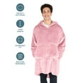 thumbnail image 4 of Bare Homey Adult Size Microplush Wearable Blanket, Split Front Pocket, Light Pink, 4 of 8