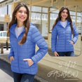 thumbnail image 3 of YUCOLEN Women's Lightweight Puffer Jacket with Hood Pockets Quilted Padded Full-zip Water-Resistant Windproof Transitional Winter Coat Light Blue M, 3 of 6