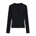 thumbnail image 2 of Tops para adolescentes,Sudadera con estampado de moda para mujer, blusa informal de manga larga con cuello en V, suave imitación de rayón, para uso diario, sopatenor, 2 of 7