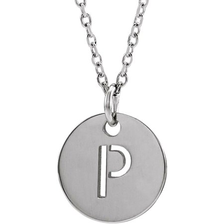 925 Sterling Silver Letter Name Personalized Monogram Initial P 10mm 16-18 Inch Polished Initial Disc Necklace Pendant N