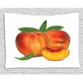 thumbnail image 1 of Peach Tapestry, Vivid Juicy Fruit for Vegetarian Diet Slice of a Healthy Vitamin Rich Snack, Wall Hanging for Bedroom Living Room Dorm Decor, 60W X 40L Inches, Vermilion Green, by Ambesonne, 1 of 2