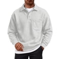 thumbnail image 3 of Mens Thick Long Sleeve Polo Shirt with Chest Pocket Polo Collar Ribbed Trim,XL, 3 of 7