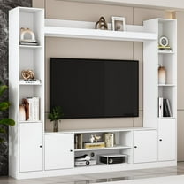 KULAGAGA Entertainment Center with Bookshelves Modern Media Center with Open Shelves & Bridge TV Wall Unit with Doors, for Living Room,White