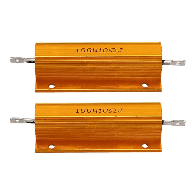 Resistencia de potencia revestida de aluminio dorado 2X 100 W, 10 ohmios 10R