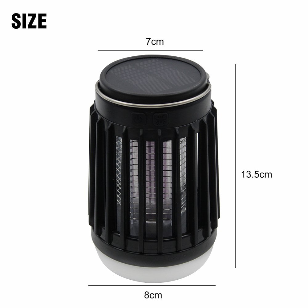 CNKOO Solar Insect Killer Lamp, Waterproof Mosquito Killer and Insect Zapper Trap for Indoor and Outdoor Use, Black