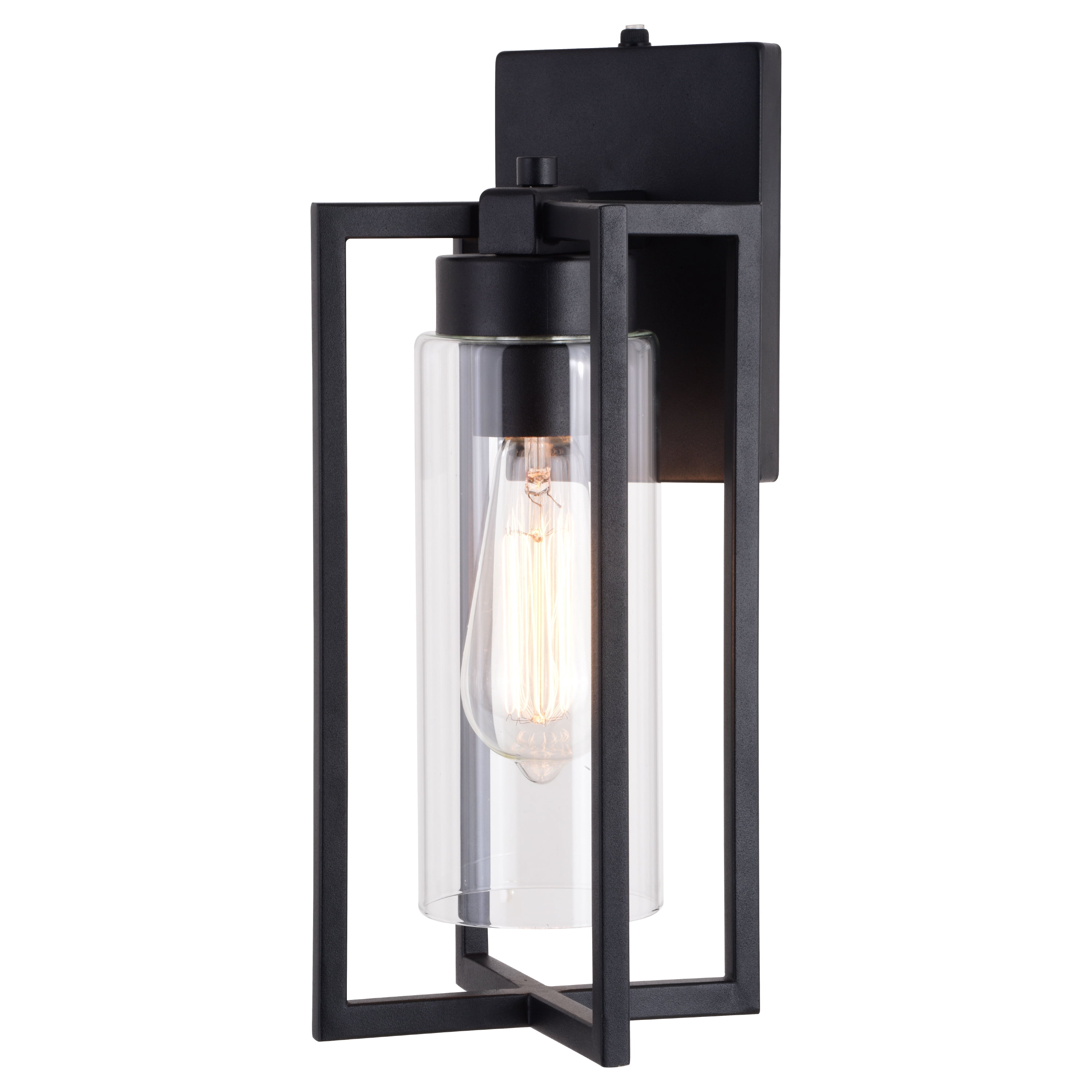 Kilbourne 1 Light Black Dusk to Dawn Outdoor Wall Lantern Clear Glass