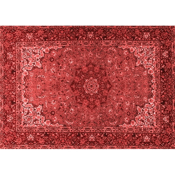 Ahgly Company Indoor Rectangle Medallion Red Traditional Area Rugs, 7' x 9'
