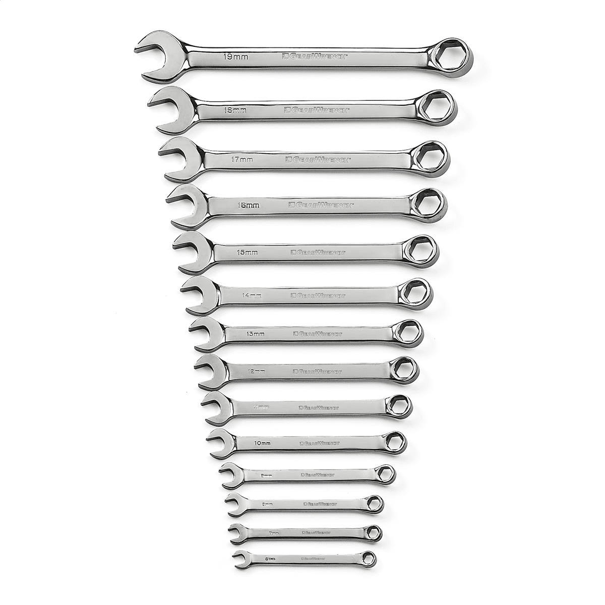 14 Piece Full Polish Comb Wrench Set 6 Pt Metric
