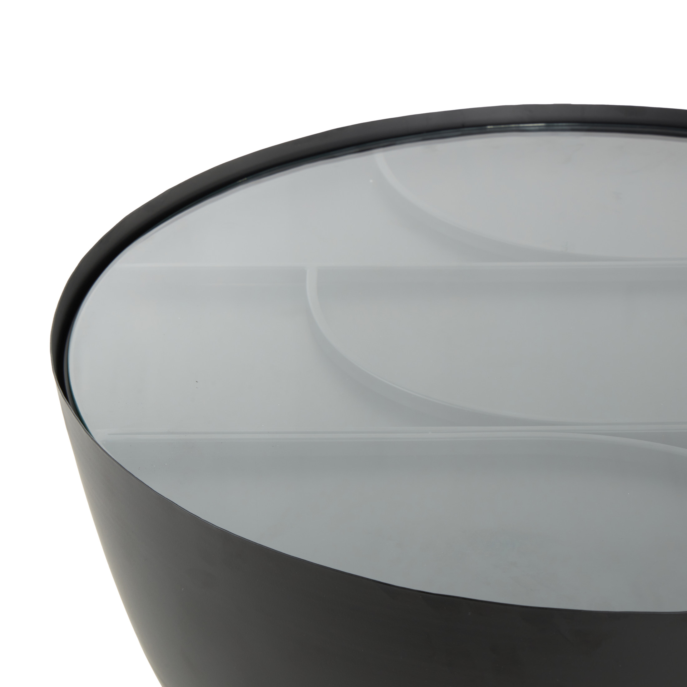 DecMode 22" x 19" Black Metal Geometric Accent Table with Glass Tabletop and Elevated Base, 1-Piece