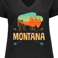 thumbnail image 4 of Inktastic Montana Gift Buffalo Silhouette Women's Plus Size V-Neck T-Shirt, 4 of 5