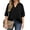 Black, variant on WellSize 3/4 Roll Sleeve Work Shirts for Women Plus Size Tunic Tops Flowy V Neck Button Down Blouses with Pockets