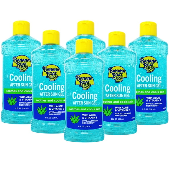 6 Pack - Banana Boat Cooling After Sun Gel with Aloe Vera and Vitamin E, 8oz