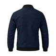 thumbnail image 5 of GrmtClth Sportswear Jacket Men Slim Fit Full Zip Bomber Coat Contrast Ribbed Hem Spring Fall Streetwear Casual Outerwear Navy XS, 5 of 5